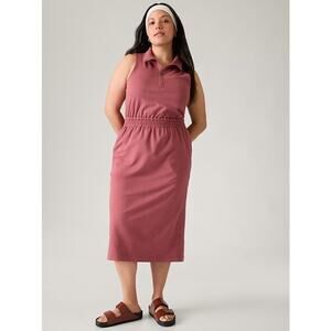 ATHLETA Retroterry Sleeveless Midi Sweatshirt Dress Rosewood Pink Sz XL {LL21}